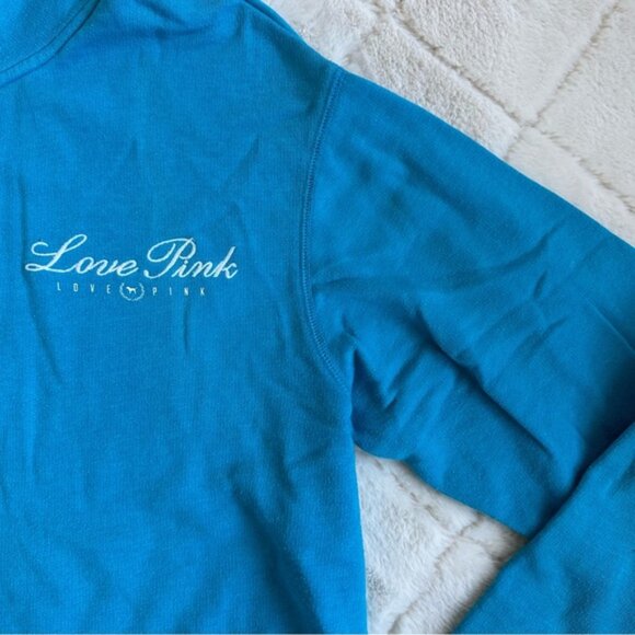 Victoria’s Secret PINK | Bright Blue Logo Quarter-Zip Pullover | Size Small - Picture 5 of 11